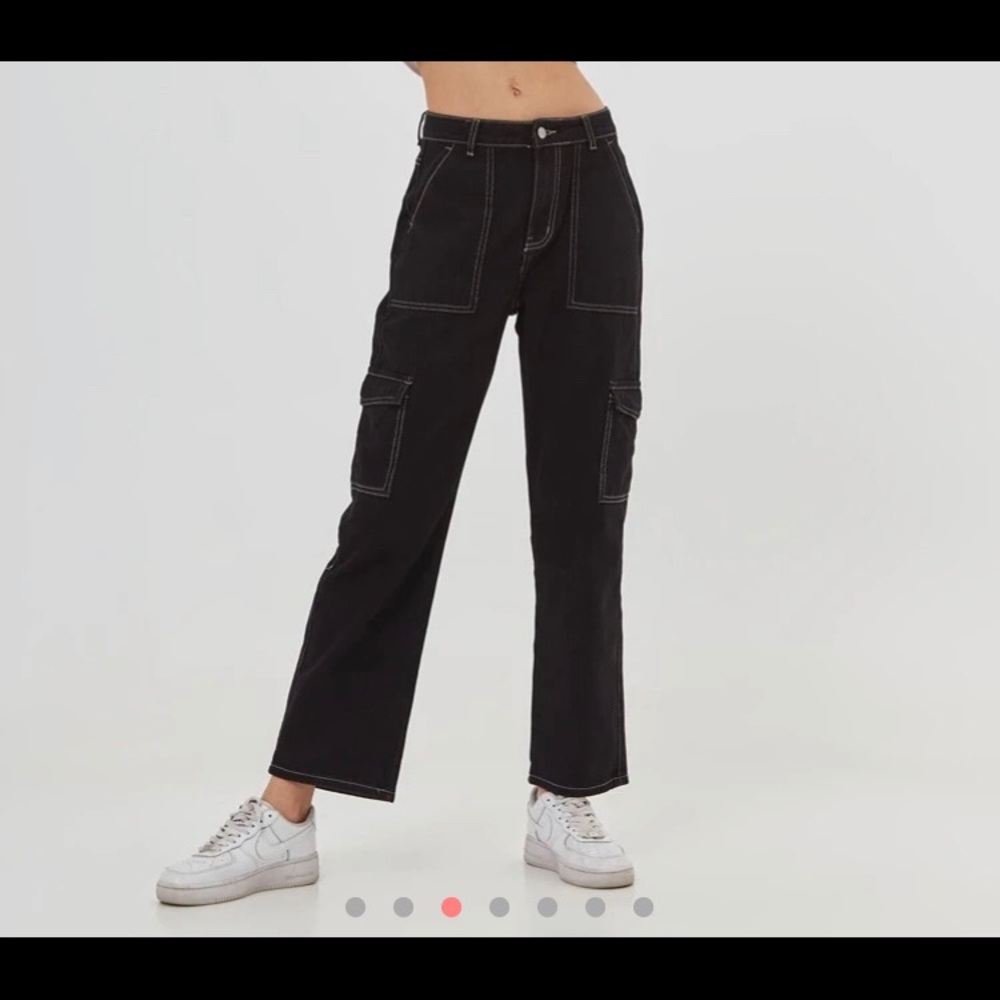 NEW Romwe High Waisted Stitch Pocket Cargo Jeans